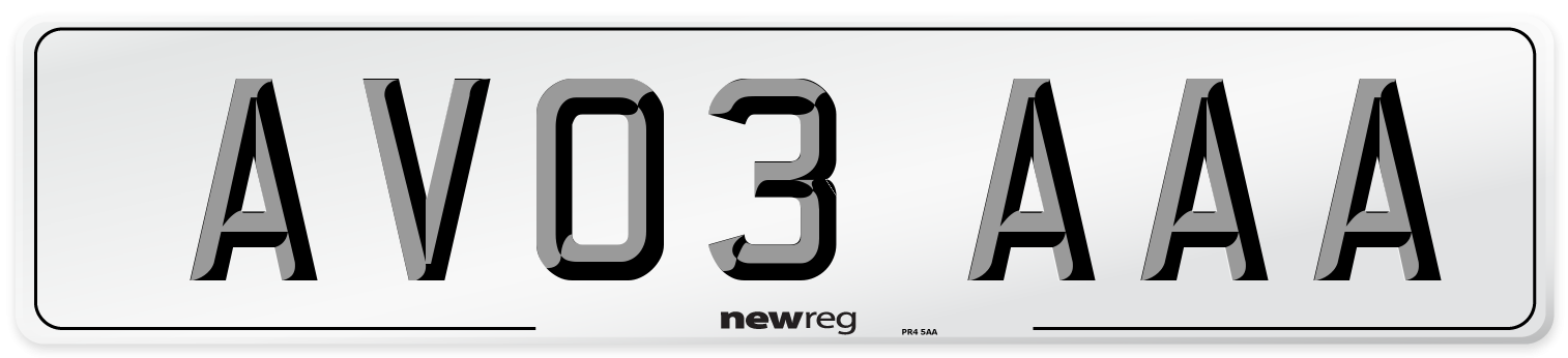 AV03 AAA Number Plate from New Reg